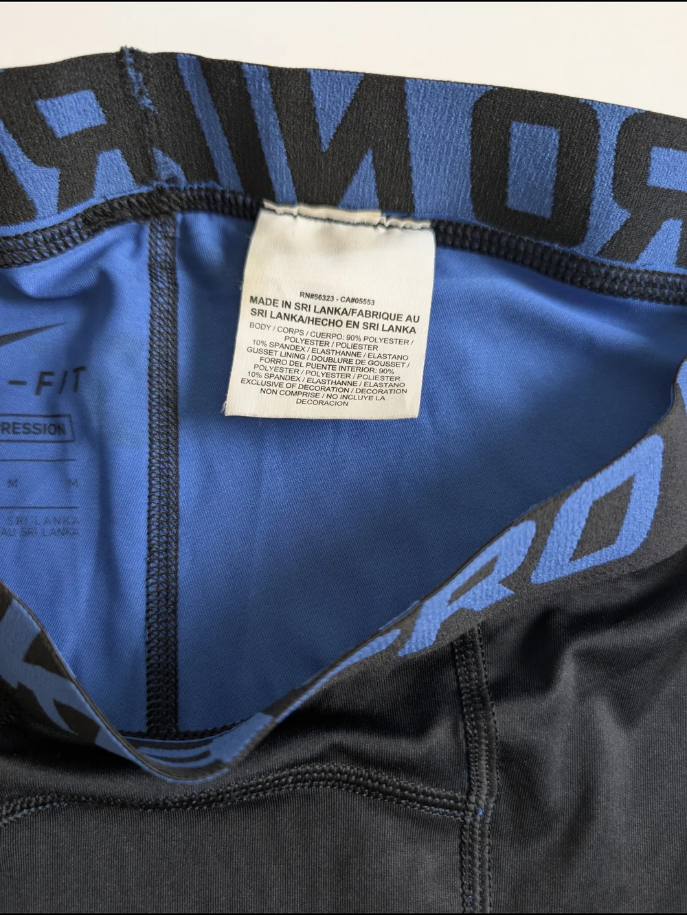 Nike Pro Dri-FIT Men's Compression Leggings Stretch Pull On Black Blue M